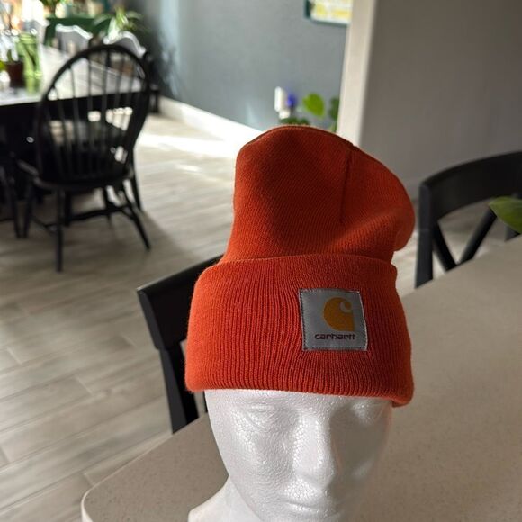 NWOT Carhartt Orange KNIT CUFFED BEANIE Patch Warm - Picture 3 of 7